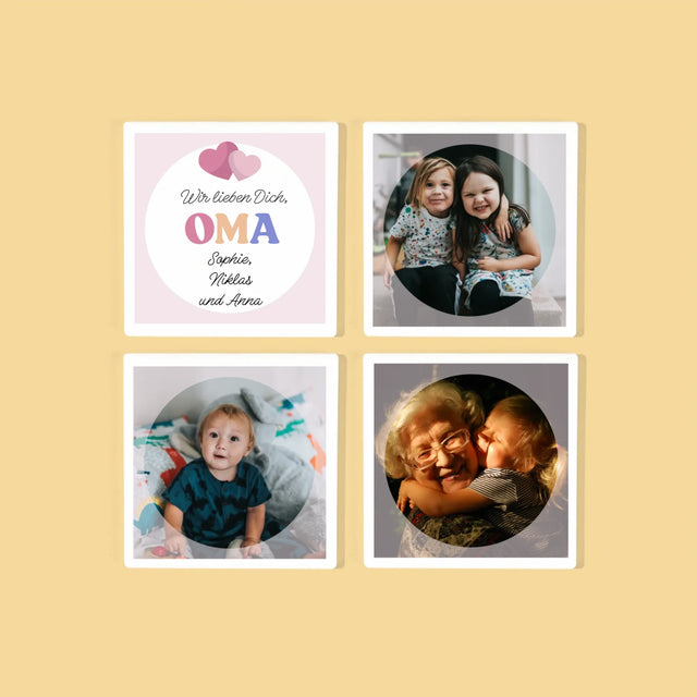 Fotocollage: Wir Lieben Dich, Oma - Tassenuntersetzer