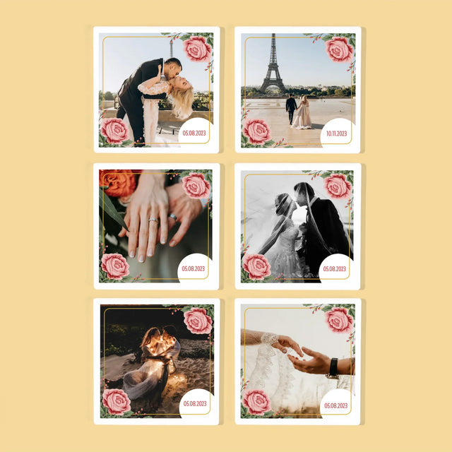 Fotocollage: Ihr Datum - Tassenuntersetzer