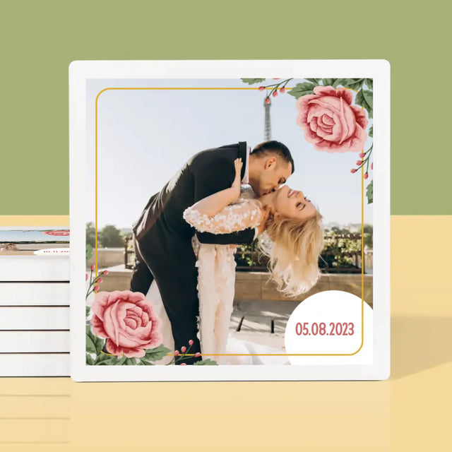 Fotocollage: Ihr Datum - Tassenuntersetzer