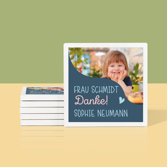 Foto Und Unterschrift: Danke, Liebe Kindergärtnerin - Tassenuntersetzer