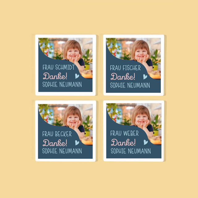 Foto Und Unterschrift: Danke, Liebe Kindergärtnerin - Tassenuntersetzer