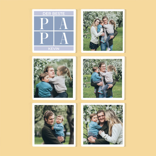 Fotocollage: Bester Papa Collage - Tassenuntersetzer