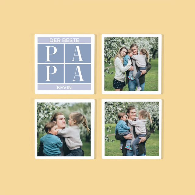Fotocollage: Bester Papa Collage - Tassenuntersetzer