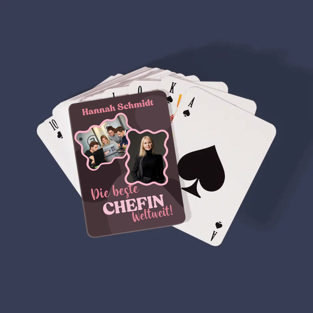 Fotocollage: Beste Chefin - Spielkarten