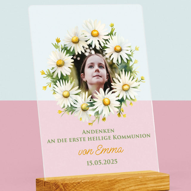 Foto Und Unterschrift: Andenken An Die Erstkommunion Gänseblümchen - Druck Auf Acrylglas