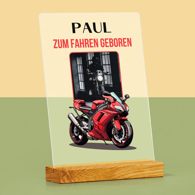 Foto Und Unterschrift: Zum Fahren Geboren - Druck Auf Acrylglas