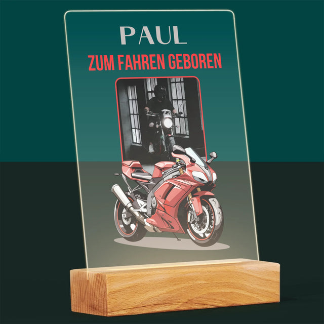 Foto Und Unterschrift: Zum Fahren Geboren - Druck Auf Acrylglas