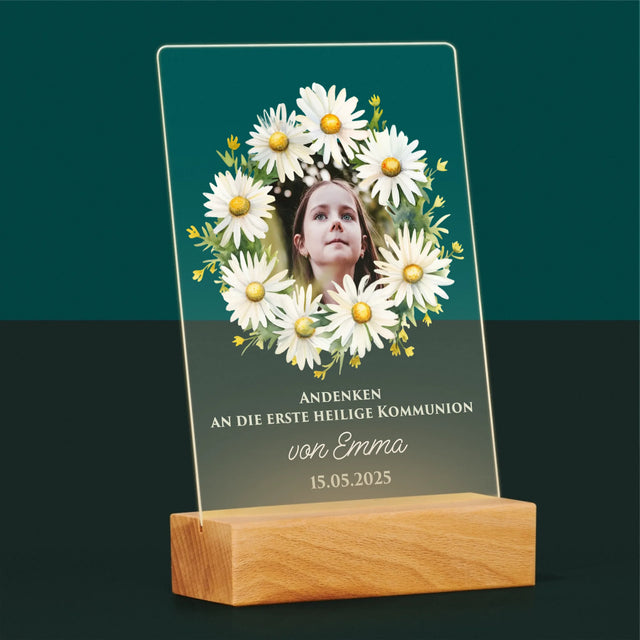 Foto Und Unterschrift: Andenken An Die Erstkommunion Gänseblümchen - Druck Auf Acrylglas