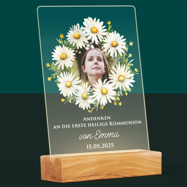 Foto Und Unterschrift: Andenken An Die Erstkommunion Gänseblümchen - Druck Auf Acrylglas
