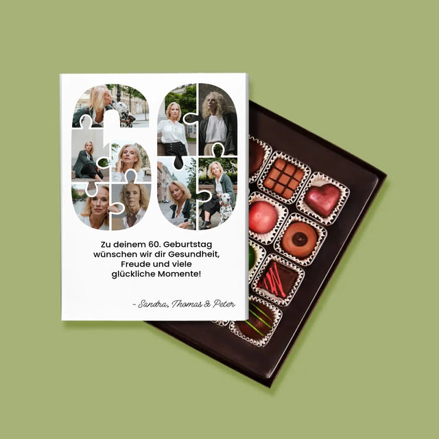 Form-Collage: 60. Geburtstag Puzzle - Pralinen
