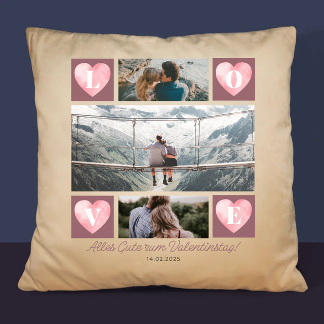 Fotocollage: Herzen Love - Kissen