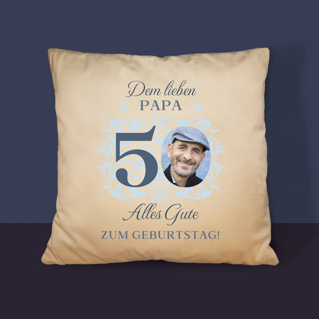 Foto Und Unterschrift: Dem Lieben Papa Zum 50. Geburtstag - Kissen