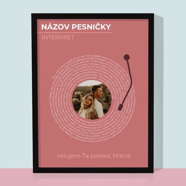 Zdjęcie i Podpis: Nasza Piosenka Płyta Winylowa - Wydruk Obramowany | SK