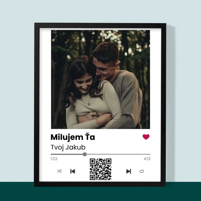 Zdjęcie i Podpis: Spotify z Kodem Qr - Wydruk Obramowany | SK