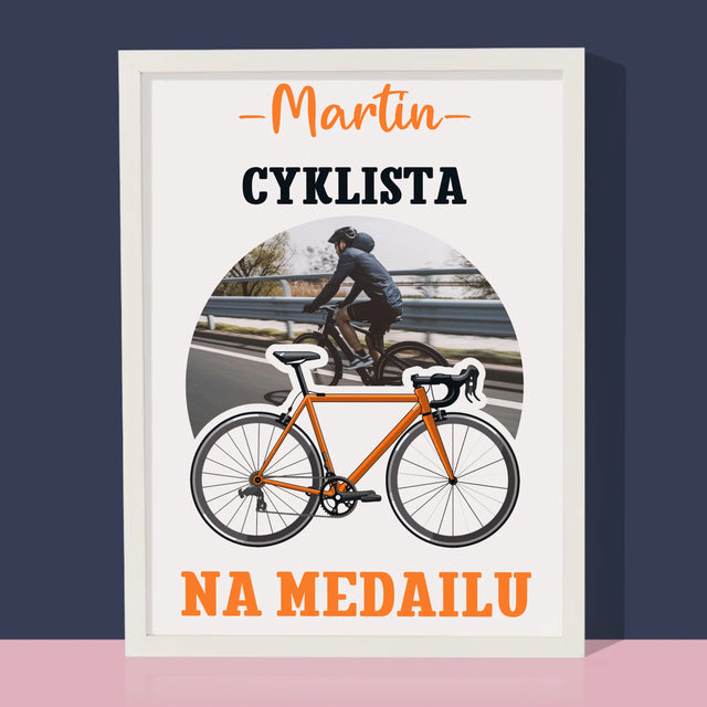 Zdjęcie I Podpis: Rowerzysta Na Medal - Wydruk Obramowany | SK