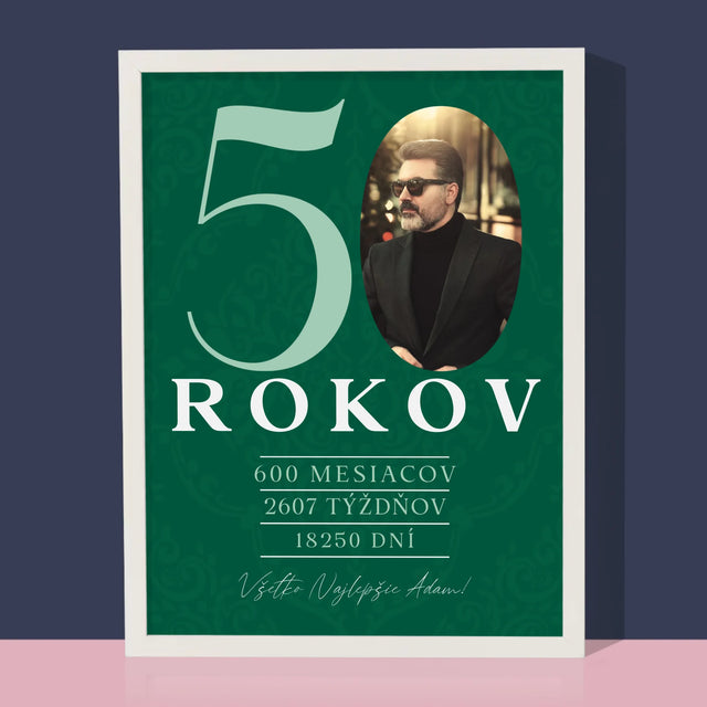 Zdjęcie I Podpis: 50 Lat Odliczanie - Wydruk Obramowany | SK