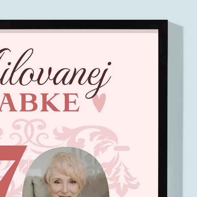 Zdjęcie I Podpis: Kochanej Babci Wszystkiego Najlepszego - Wydruk Obramowany | SK