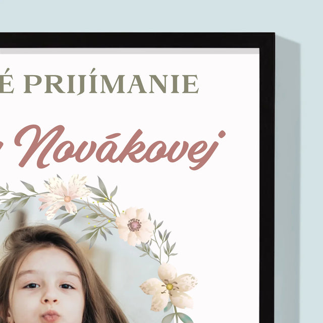 Zdjęcie i Podpis: Pierwsza Komunia Kwiaty - Wydruk Obramowany | SK