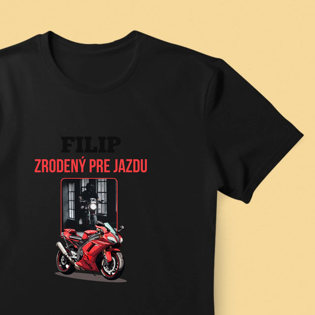 Zdjęcie I Podpis: Urodzony Do Jazdy - Koszulka Męska z Nadrukiem | SK