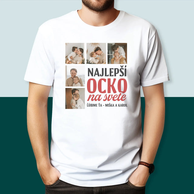 Fotokolaż: Najlepszy Tata Na Całym Świecie - Koszulka Męska z Nadrukiem | SK
