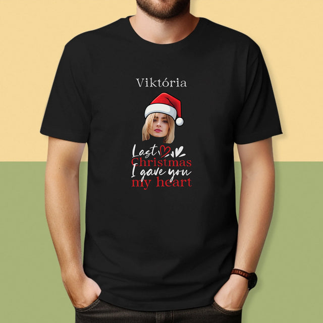 Zdjęcie I Podpis: Last Christmas I Gave You My Heart - Koszulka Męska z Nadrukiem | SK