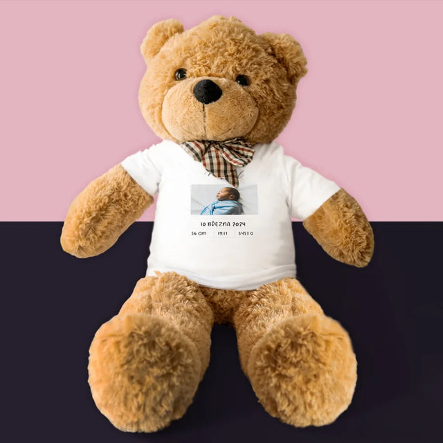 Geburtsurkunde Kind: Herzjunge - Teddybär 90 cm | CZ