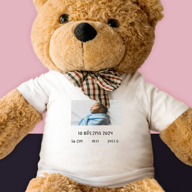 Geburtsurkunde Kind: Herzjunge - Teddybär 90 cm | CZ