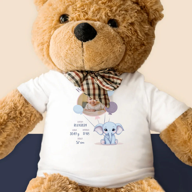 Geburtsurkunde Kind: Elefant - Teddybär 90 cm | CZ