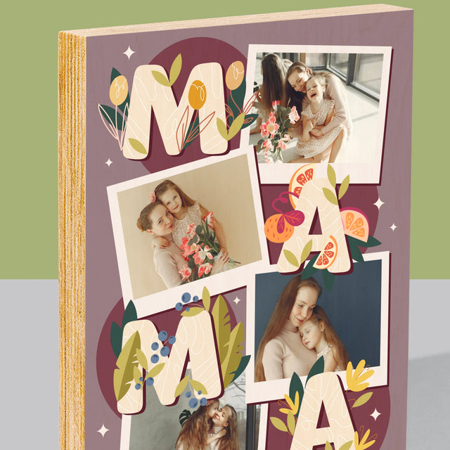 Fotocollage: Buchstaben Mama - Druck Auf Holz