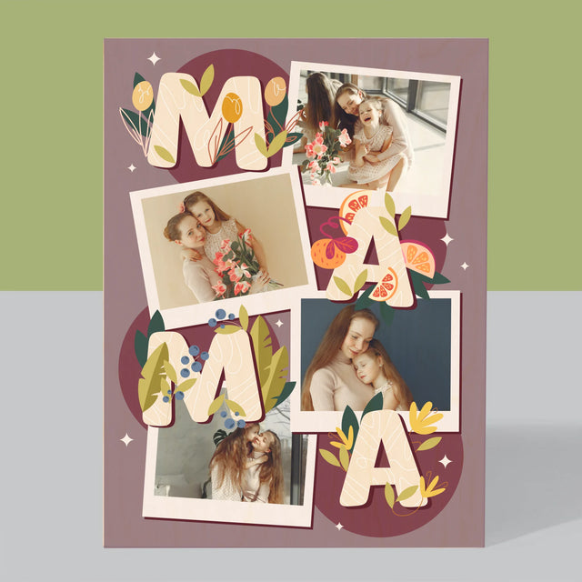 Fotocollage: Buchstaben Mama - Druck Auf Holz