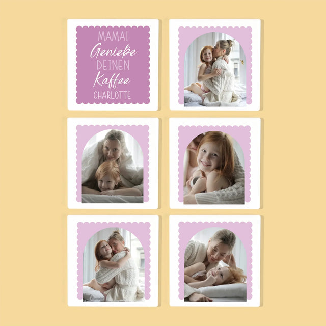 Fotocollage: Mama! Genieße Deinen Kaffee - Tassenuntersetzer