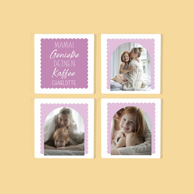 Fotocollage: Mama! Genieße Deinen Kaffee - Tassenuntersetzer