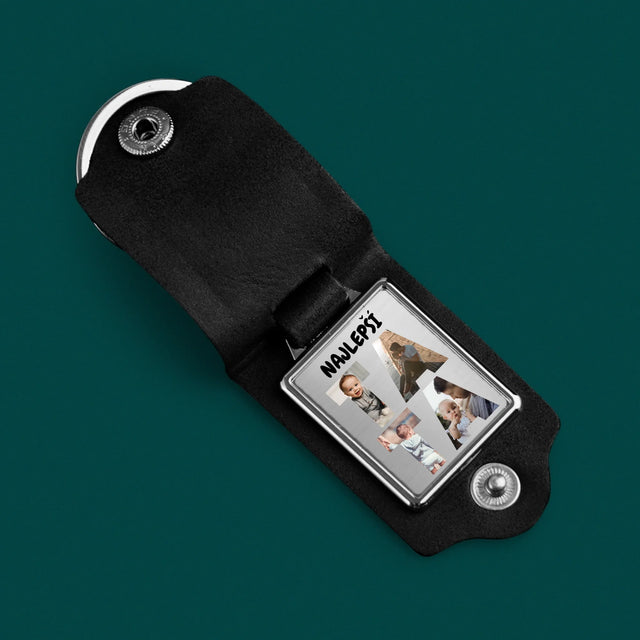 Wort aus Bildern: Papa - Leder-Schlüsselanhänger mit Foto | SK