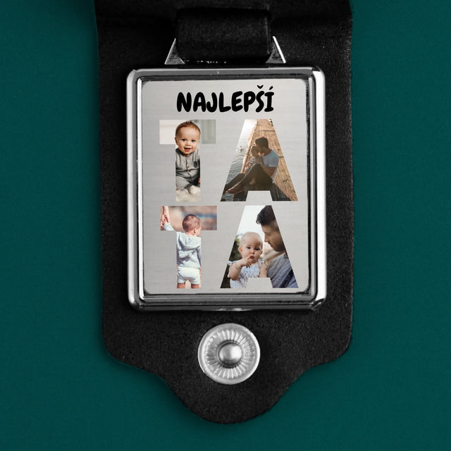 Wort aus Bildern: Papa - Leder-Schlüsselanhänger mit Foto | SK