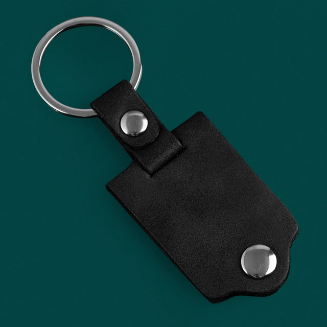 Wort von Bildern: Bester Papa aller Zeiten mit Unterschrift - Leder-Schlüsselanhänger mit Foto | SK