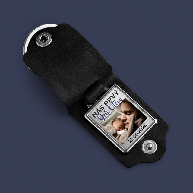 Fotocollage: Erster Vatertag - Schlüsselanhänger aus Leder mit Foto | SK