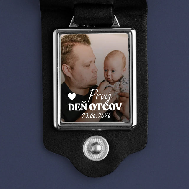 Foto und Unterschrift: Erster Vatertag – Leder-Schlüsselanhänger mit Foto | SK
