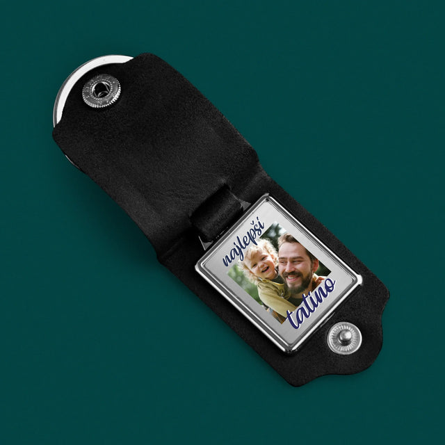 Fotocollage: Papa - Leder-Schlüsselanhänger mit Foto | SK