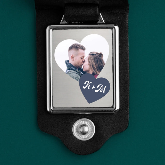 Fotocollage: Initialen Herz – Schlüsselanhänger aus Leder mit Foto | SK