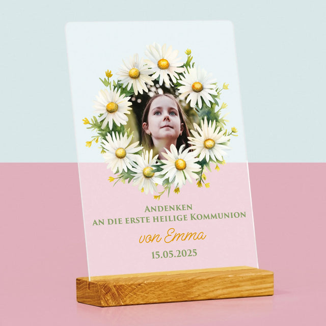 Foto Und Unterschrift: Andenken An Die Erstkommunion Gänseblümchen - Druck Auf Acrylglas