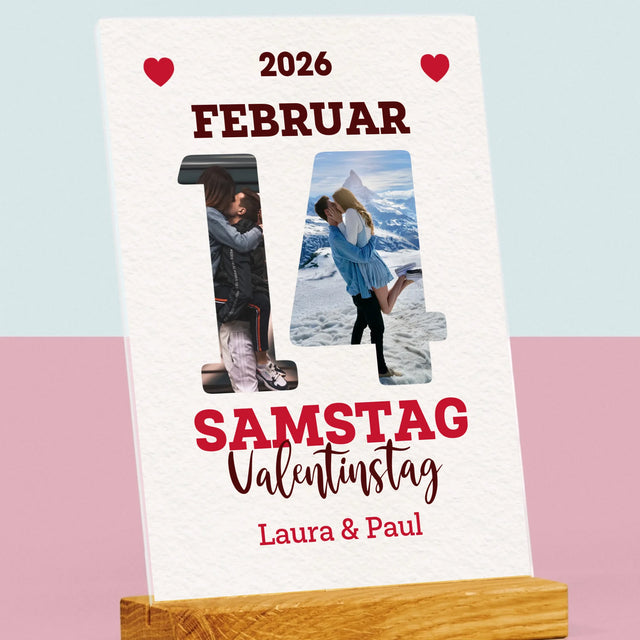 Buchstaben-Collage: Valentinstag-Kalenderkarte - Druck Auf Acrylglas