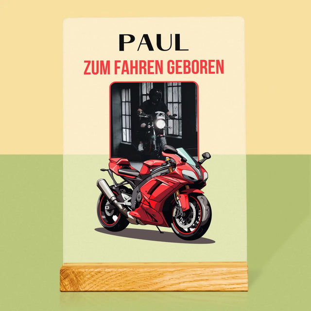 Foto Und Unterschrift: Zum Fahren Geboren - Druck Auf Acrylglas