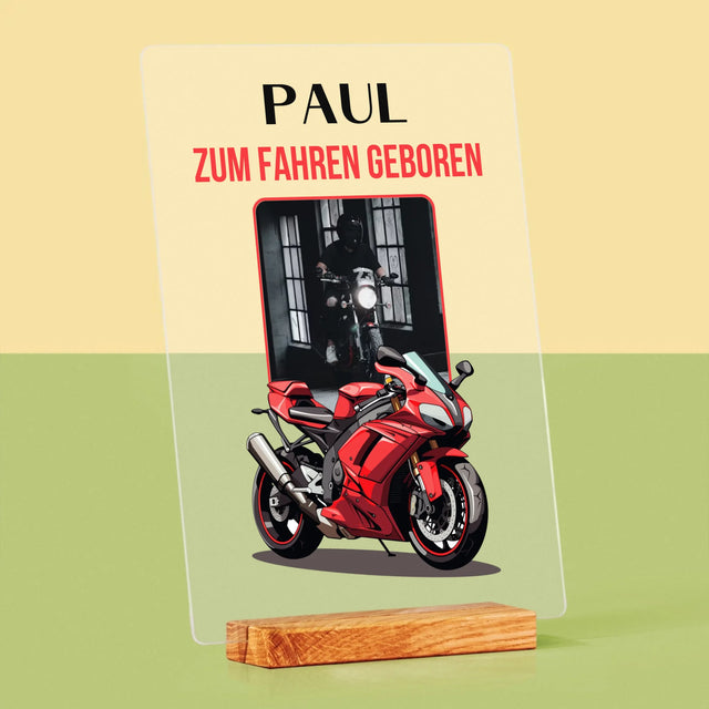 Foto Und Unterschrift: Zum Fahren Geboren - Druck Auf Acrylglas