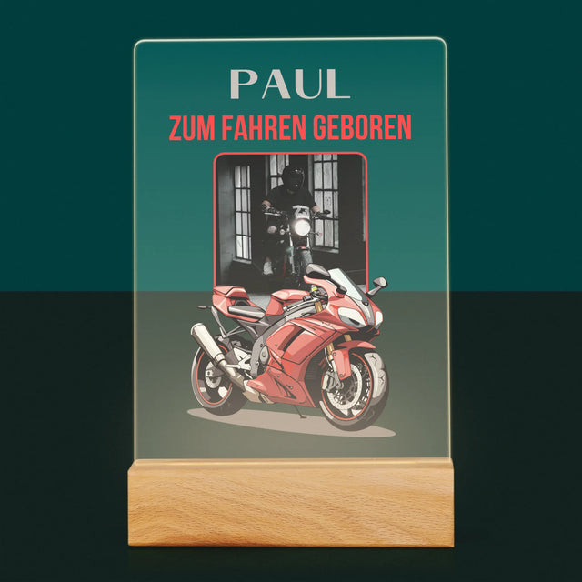 Foto Und Unterschrift: Zum Fahren Geboren - Druck Auf Acrylglas