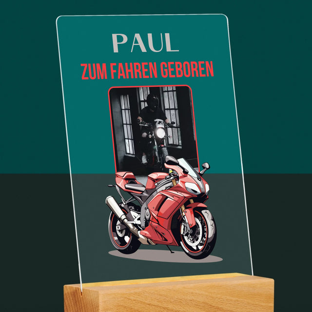 Foto Und Unterschrift: Zum Fahren Geboren - Druck Auf Acrylglas
