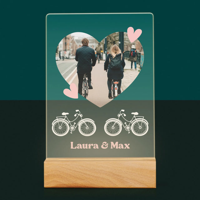 Foto Und Unterschrift: Radfahrerpaar - Druck Auf Acrylglas