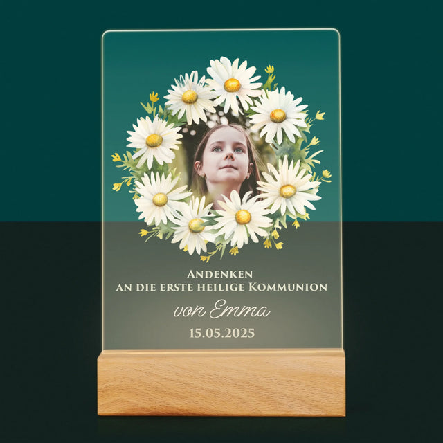 Foto Und Unterschrift: Andenken An Die Erstkommunion Gänseblümchen - Druck Auf Acrylglas