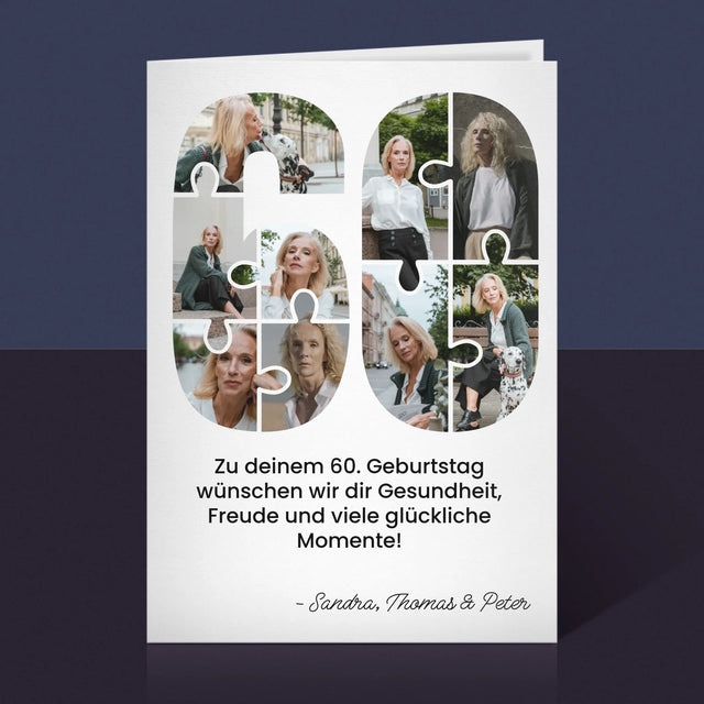 Form-Collage: 60. Geburtstag Puzzle - Glückwunschkarte