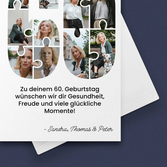 Form-Collage: 60. Geburtstag Puzzle - Glückwunschkarte