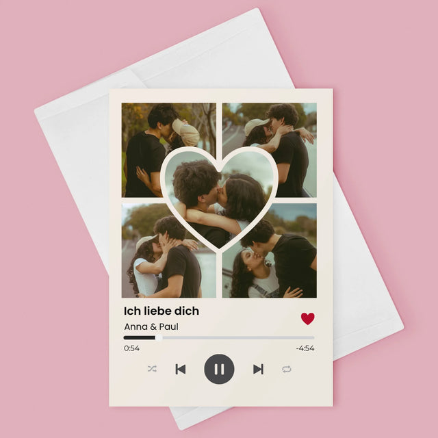 Fotocollage: Spotify Fotos Herz - Glückwunschkarte